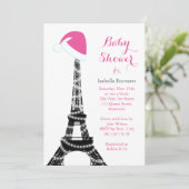 Wintery Eiffel Tower Baby shower Invitation Kaart (Staand voorkant)