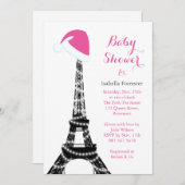 Wintery Eiffel Tower Baby shower Invitation Kaart (Voorkant / Achterkant)
