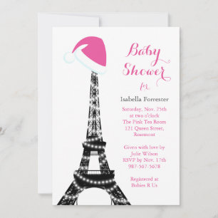 Wintery Eiffel Tower Baby shower Invitation Kaart