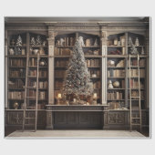 Wintery Elegante Bibliotheek Cadeaupapier (Vlak)