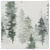 Wintery Evergreen Forest of Trees Waterverf Stof (Close Up)