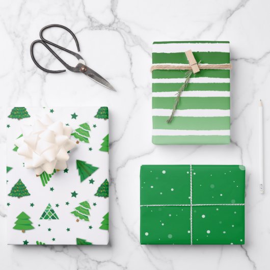 Wintery kerstschaduwen van Green Gift Inpakpapier Vel (Voorkant)