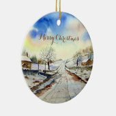 Wintery Lane Landscape Painting Keramisch Ornament (Rechts)