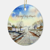 Wintery Lane Landscape Painting Keramisch Ornament (Links)