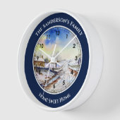 Wintery Lane Waterverf met Romeinse cijfers Large  (Hoek)