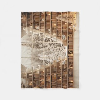 Wintery Library Fleece Deken