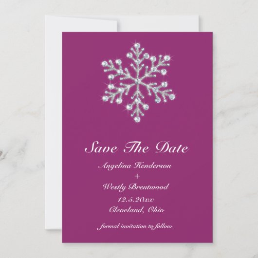 Wintery Magenta Bewaar de datum Save The Date (Voorkant)