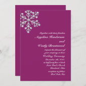 Wintery Magenta Wedding Invitation Kaart (Voorkant / Achterkant)