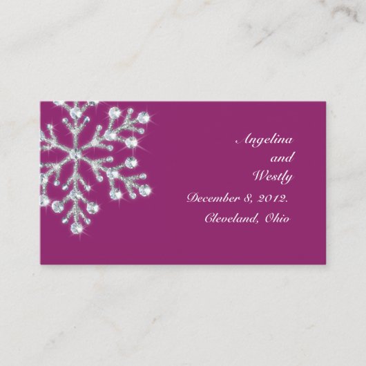Wintery Magenta Wedding Website Card Informatiekaartje (Voorkant)