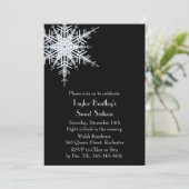Wintery Offset Snowflake 16th Birthday Invite Kaart (Staand voorkant)