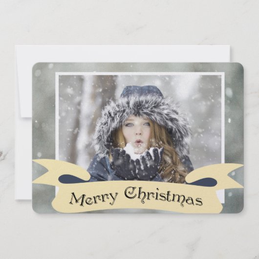 Wintery One-foto met Kerstmis Feestdagenkaart (Voorkant)