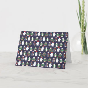 Wintery Penguins Kaart, Aanpasbaar! Feestdagen Kaart
