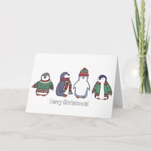 Wintery Penguins-kaart Feestdagen Kaart (Voorkant)