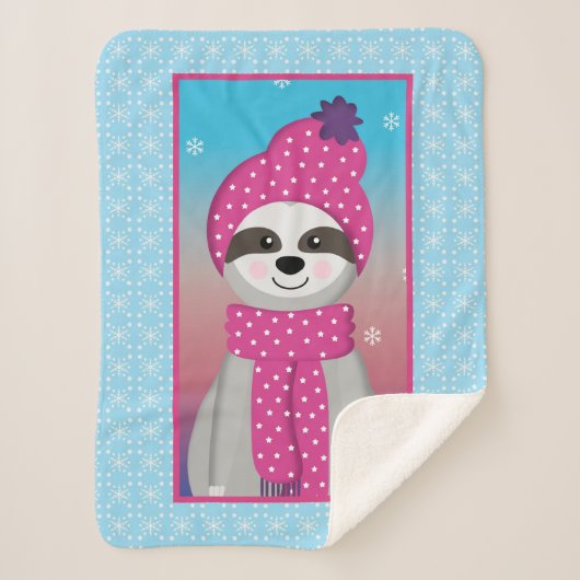 Wintery Racoon Sherpa Deken (Voorkant)