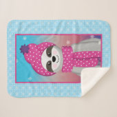 Wintery Racoon Sherpa Deken (Voorkant (horizontaal))