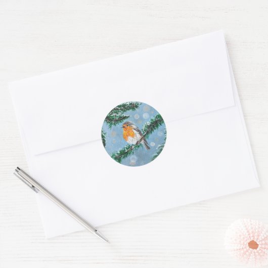 Wintery Robin Christmas Stickers (Envelop)