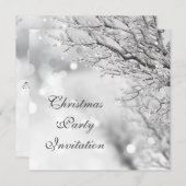 Wintery Scene & Bokeh Kerstparty Kaart (Voorkant / Achterkant)