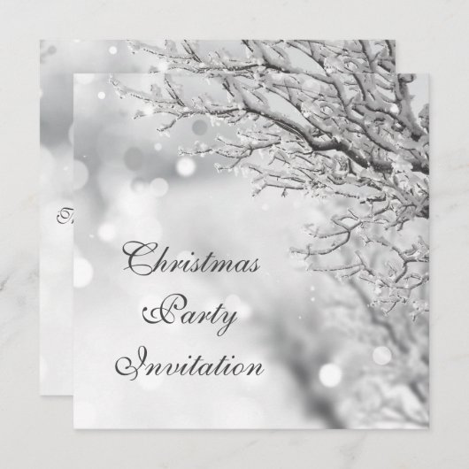 Wintery Scene & Bokeh Kerstparty Kaart (Voorkant / Achterkant)