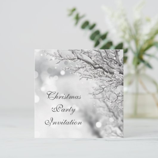 Wintery Scene & Bokeh Kerstparty Kaart (Staand voorkant)