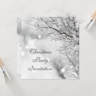 Wintery Scene & Bokeh Kerstparty Kaart