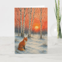 Wintery scene with fox Xmas card