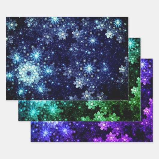 Wintery Snowflakes Pattern Inpakpapier Vel (Set)