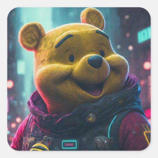 Wintery Teddy Vierkante Sticker (Voorkant)