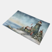 Wintery Vuurtoren Nautisch Strand Deurmat (Schuin)