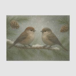 Winterzangvogels op een besneeuwde tak tissuepapier