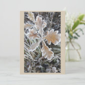 „Winterzauber – Einladung mit vereistem Blatt“ Kaart (Staand voorkant)