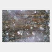 winterzilversneeuwvlokken op schuurhout inpakpapier vel (Voorkant 2)