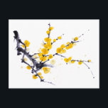 Winterzomie-inkt en -schilderij van waterverf briefkaart<br><div class="desc">Winterzoete (of Chimonanthus) bloemen in het Chinese Nieuwjaar,  wanneer bloeiende tapijten worden gebruikt als haarsiervoorwerpen.</div>