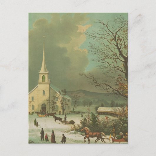 Winterzondag in de oude tijden briefkaart (Voorkant)
