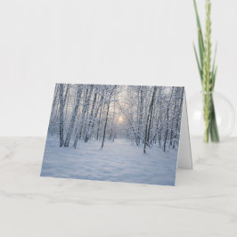Winterzonlicht in stil berkenbos folie wenskaart