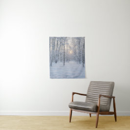 Winterzonlicht in stil berkenbos wandkleed
