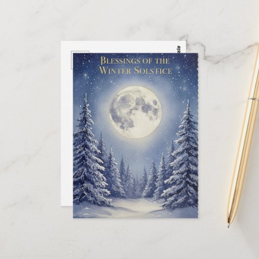 Winterzonnewende ansichtkaart briefkaart (Voorkant / Achterkant in situ)