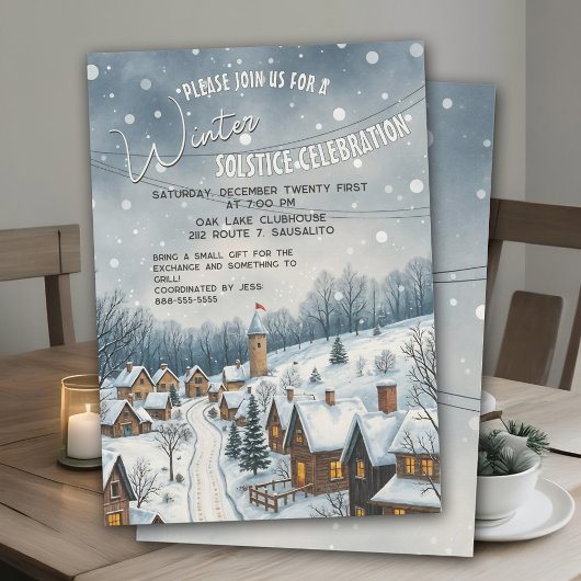 Winterzonnewende Charmant Snowy Village Gezellig F Kaart