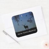 Winterzonnewende Feestdag Eland  Vierkante Sticker (Envelop)
