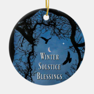 Winterzonnewende Feestelijke Versiering met Raven Keramisch Ornament