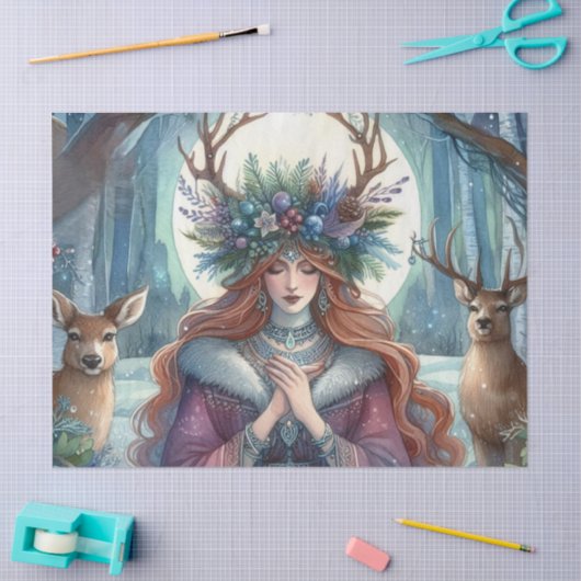 Winterzonnewende Godin Bos-Themaborden zakdoekjes Tissuepapier (Craft)