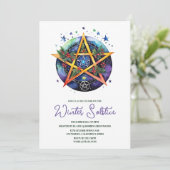 Winterzonnewende Holly Yule Pentacle Pagan Kaart (Staand voorkant)