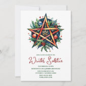 Winterzonnewende Holly Yule Pentacle Pagan Kaart (Voorkant)