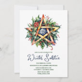 Winterzonnewende Holly Yule Pentacle Pagan Kaart (Voorkant)
