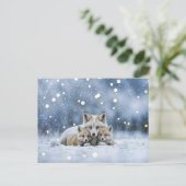 Winterzonnewende Joelfoxen in de Sneeuw Feestdagenkaart (Staand voorkant)