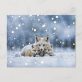 Winterzonnewende Joelfoxen in de Sneeuw Feestdagenkaart (Voorkant)