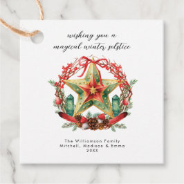 Winterzonnewende Krans Ster Feestdag Kerstmis Joel Bedankjes Labels