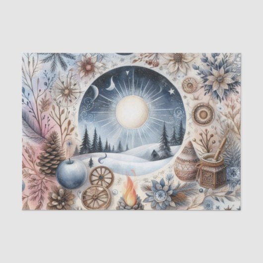 Winterzonnewende Natuur geïnspireerd Tissuepapier (Voorkant)