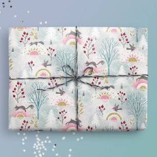 winterzonnewende op bossen cadeaupapier