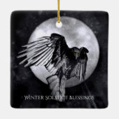 Winterzonnewende Raaf Kraai en Maan Keramisch Ornament (Achterkant)