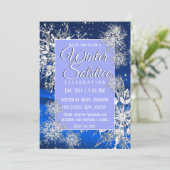 Winterzonnewende Sneeuwvlok Flurry Blue Kaart (Staand voorkant)